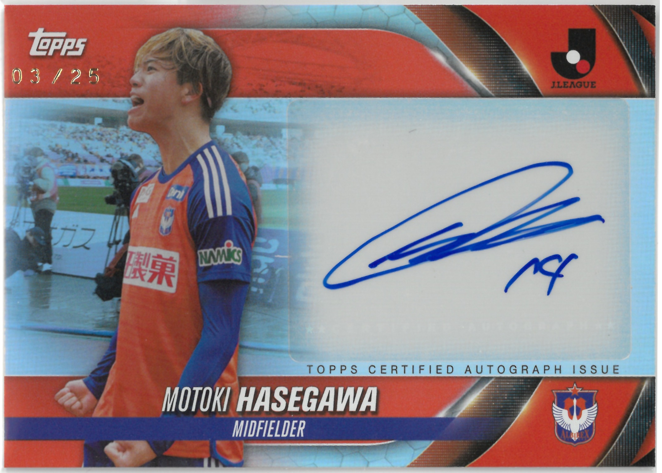 2024 Topps J.LEAGUE "Motoki Hasegawa" Auto 【03/25】#A-MH(長谷川 元希)