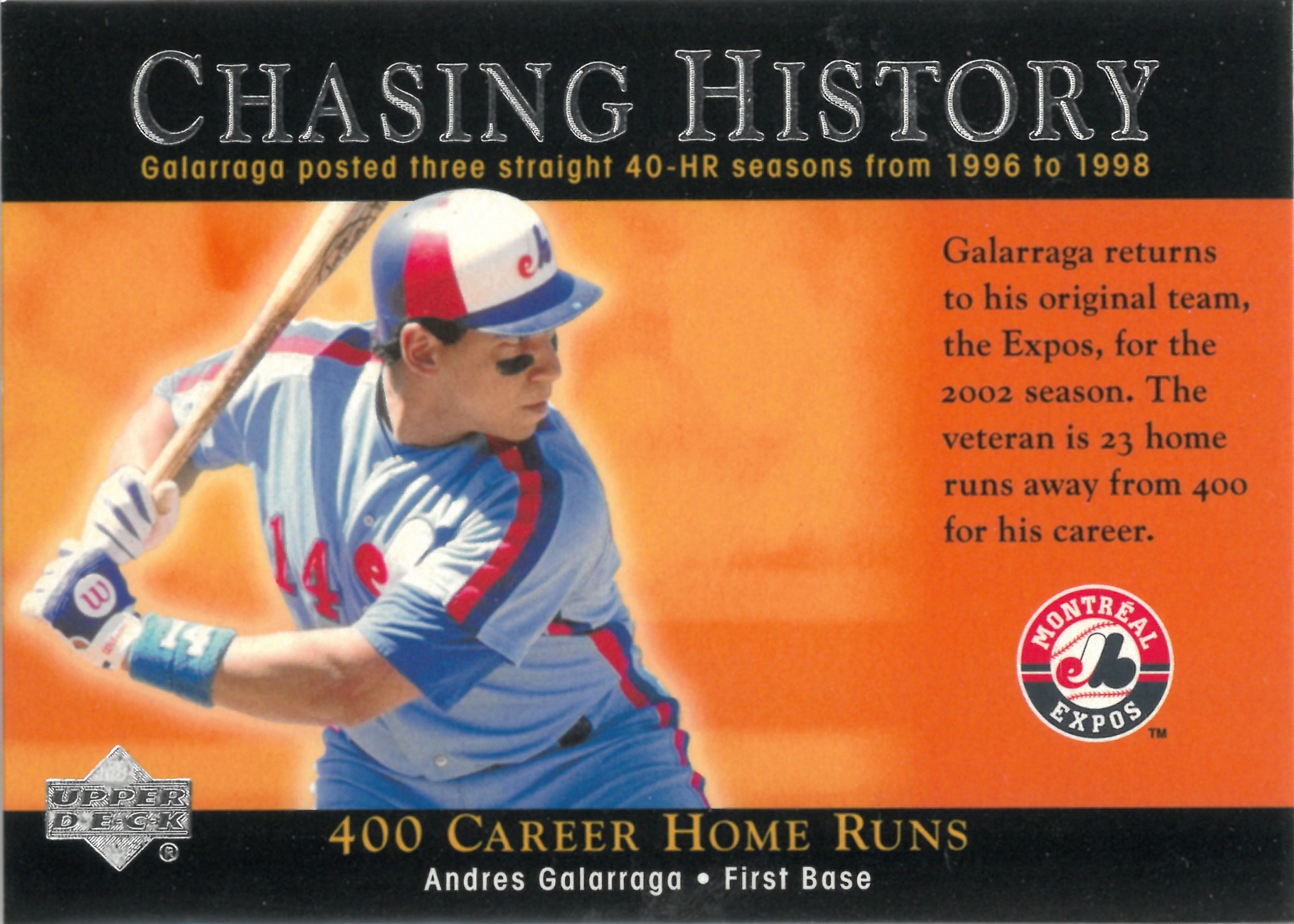 2002 Upper Deck "Andres Galarraga" #CH6(アンドレス・ガララーガ)