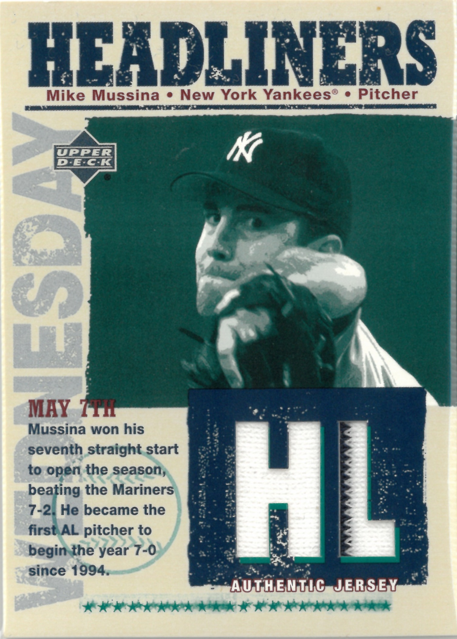 2003 Upper Deck "Mike Mussina" Relic #HL-MU(マイク・ムッシーナ)