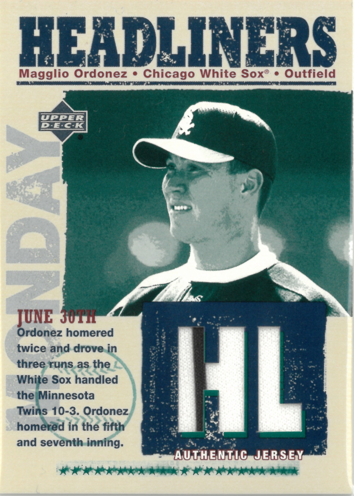 2003 Upper Deck "Magglio Ordonez" Relic #HL-MO(マグリオ・オルドニェス)