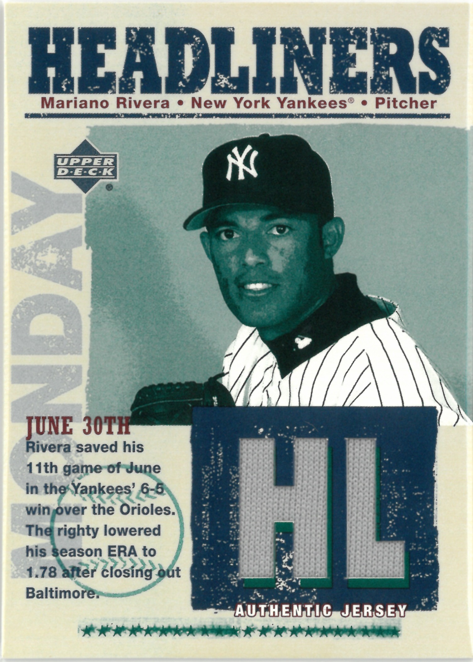 2003 Upper Deck "Mariano Rivera" Relic #HL-MA(マリアノ・リベラ)