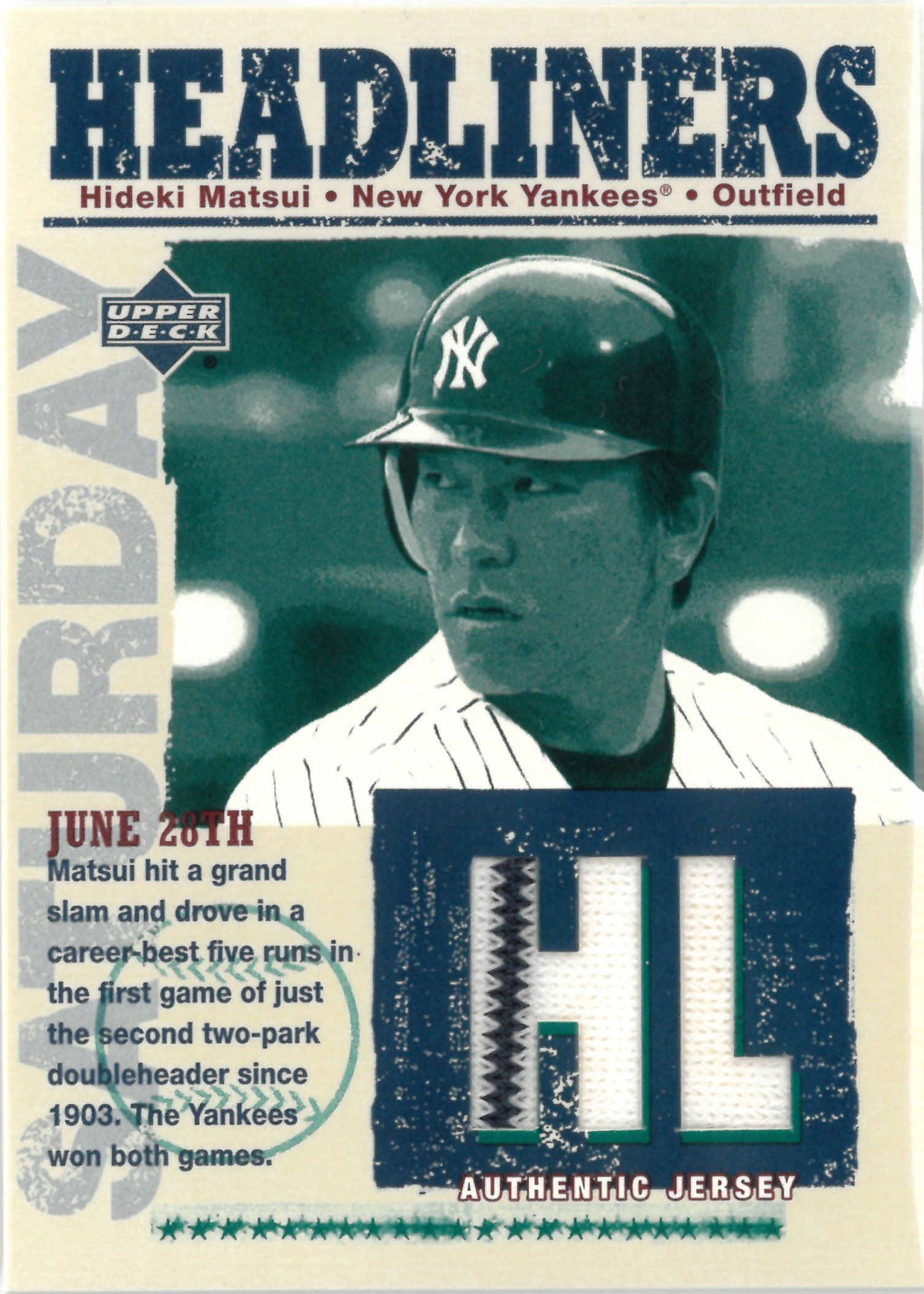 2003 Upper Deck "Hideki Matsui" Relic #HL-HM(松井 秀喜)