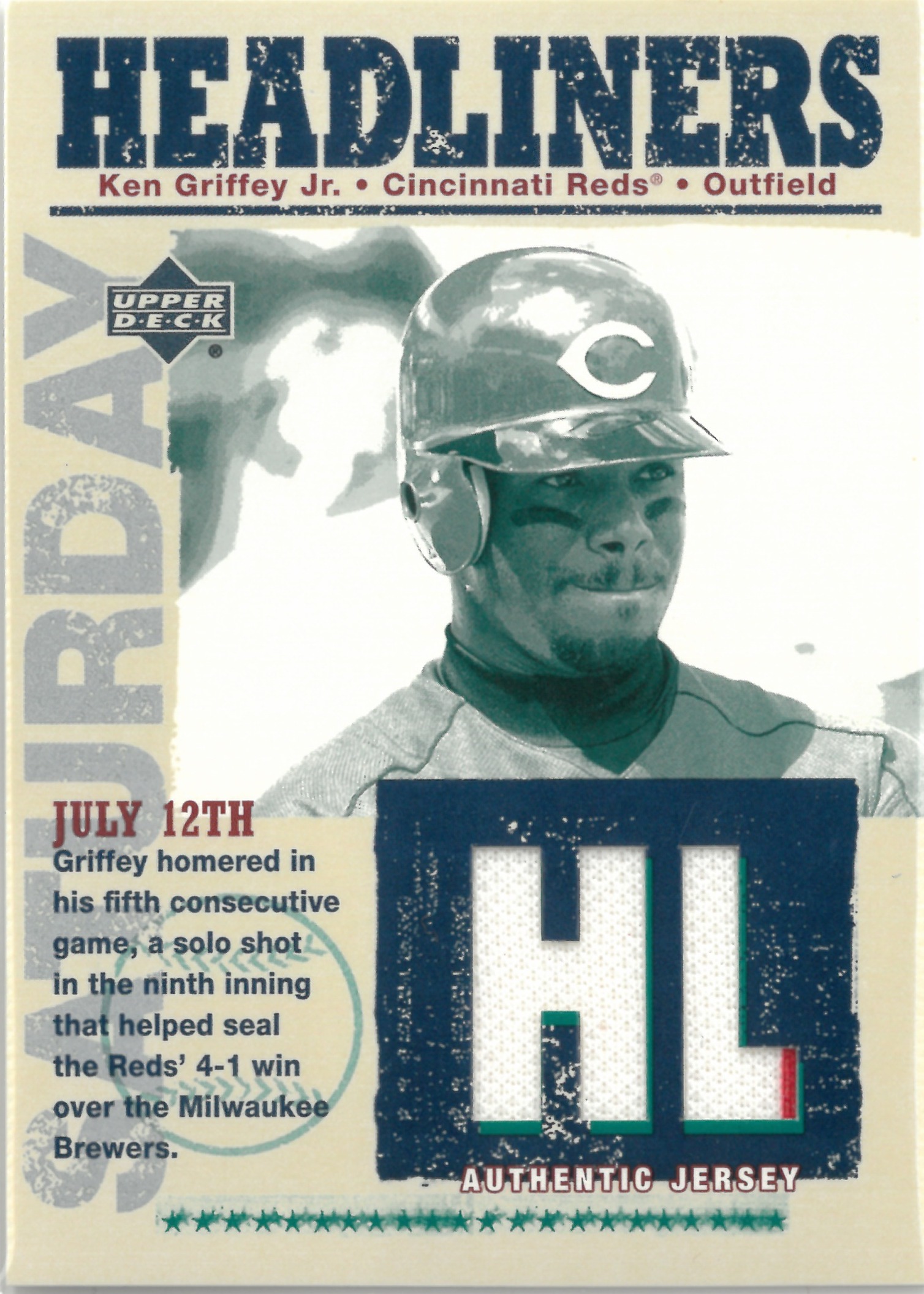 2003 Upper Deck "Ken Griffey Jr." Relic #HL-KG(ケン・グリフィー・ジュニア)