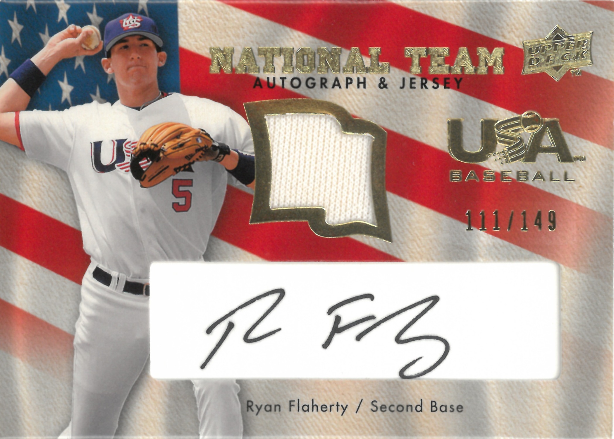 2008 Upper Deck "Ryan Flaherty" Relic Auto【111/149】#USA-RF(ライアン・フラハーティ)