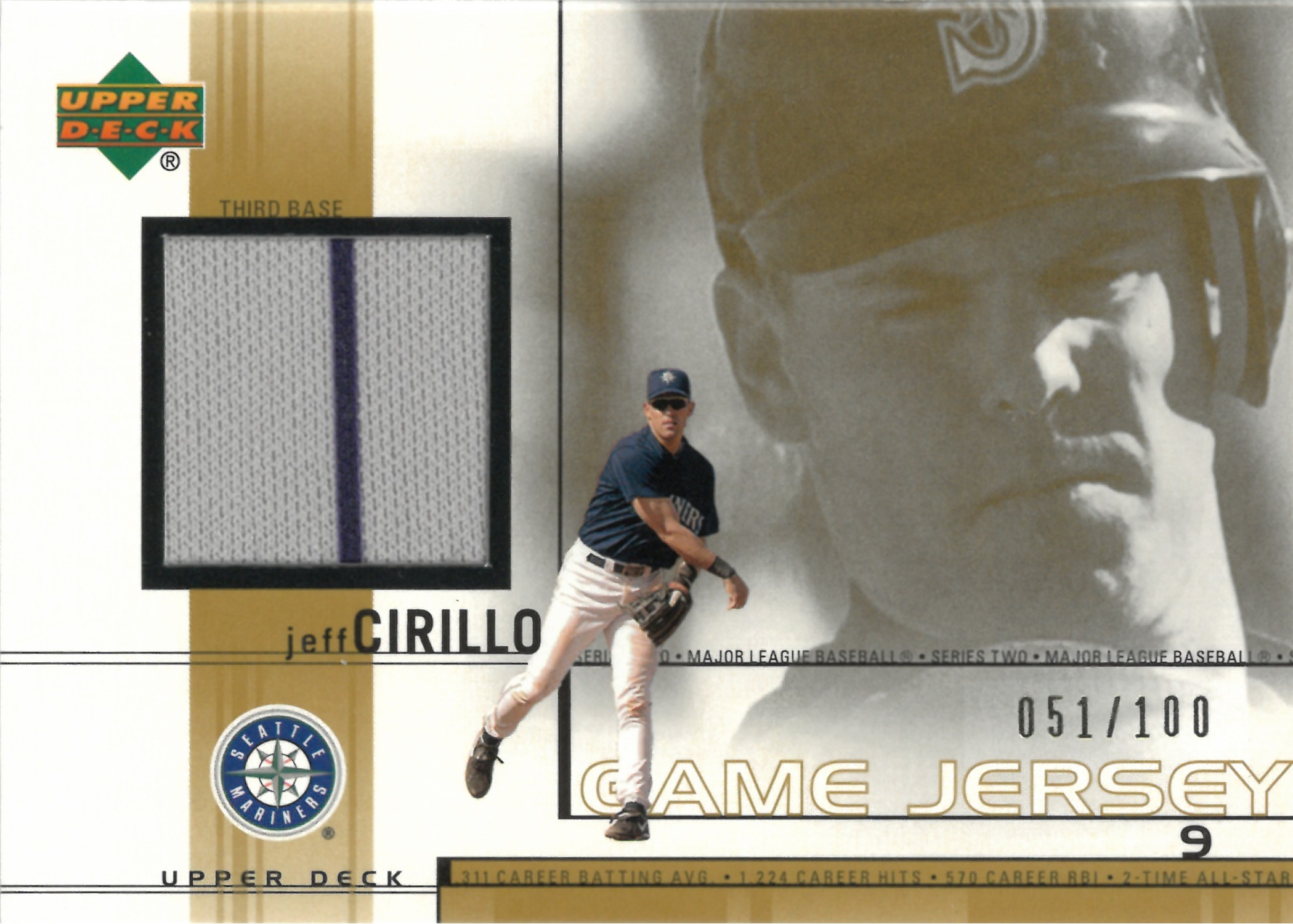 2002 Upper Deck "Jeff Cirillo" Relic【051/100】#JC(ジェフ・シリーロ)