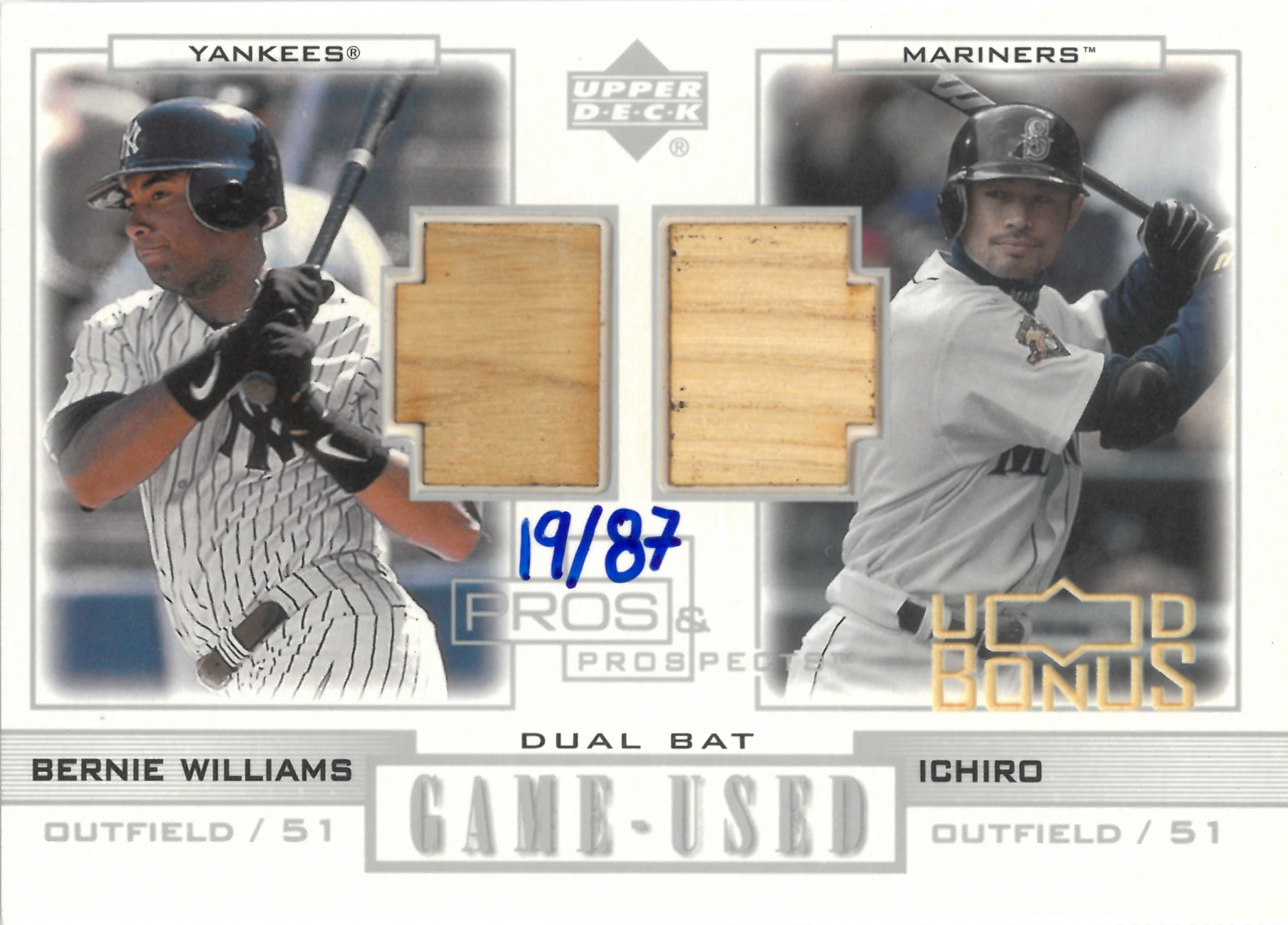 2001 Upper Deck "Bernie Williams" "Ichiro" Auto【19/87】#(バーニー・ウィリアムス)(イチロー)